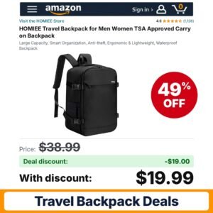 HOMIEE Travel Backpack – 49% off