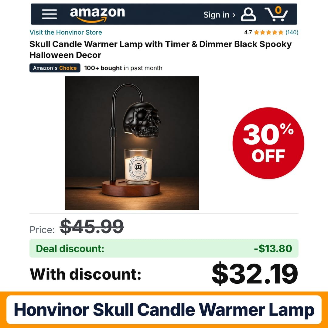 Honvinor Skull Candle Warmer Lamp – 30% off