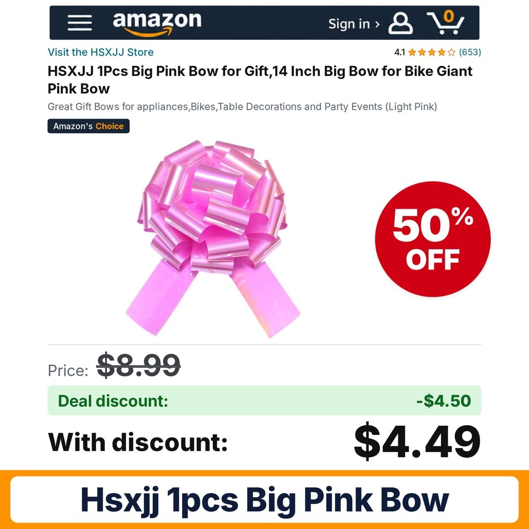 HSXJJ 1Pcs Big Pink Bow – 50% off