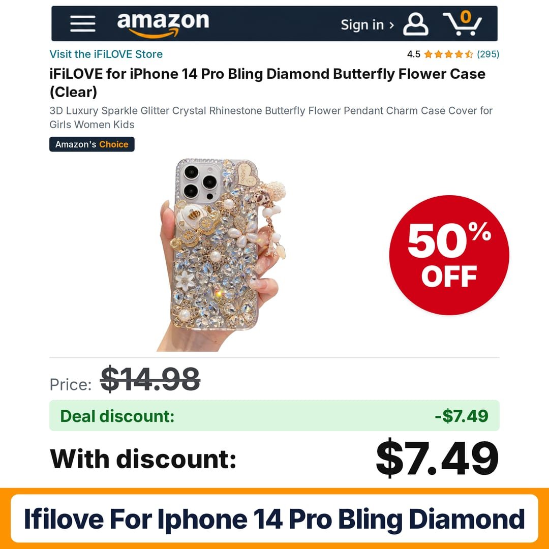 iFiLOVE for iPhone 14 Pro Bling Diamond – 50% off