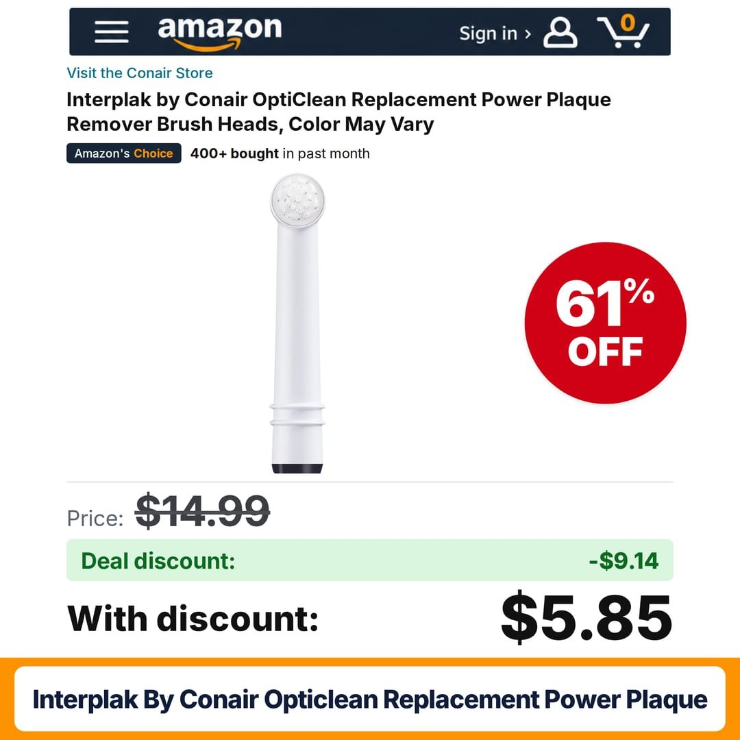 Interplak by Conair OptiClean Replacement Power Plaque – 61% off