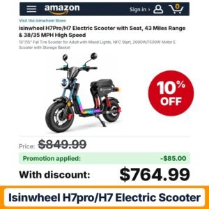 isinwheel H7Pro/H7 Electric Scooter Amazon promo code H7CREATOR10 – 10% off
