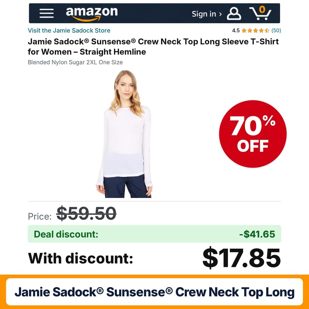 Jamie Sadock® Sunsense® Crew Neck Top Long – 70% off