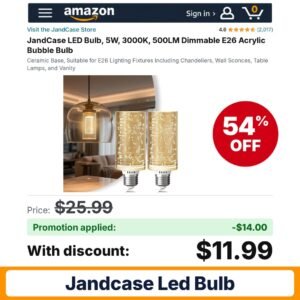JandCase LED Bulb Amazon promo code TKINSUTE – 54% off