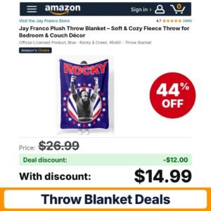 Jay Franco Plush Throw Blanket – 44% off