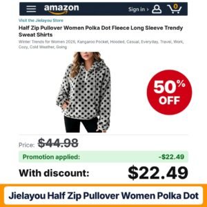 Jielayou Half Zip Pullover Women Polka Dot A06-dark Gray Medium Amazon promo code Q171HCTP – 50% off