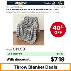 JKAJKA Luxury Wave-Textured Faux Fur Throw Blanket Light Grey – 40% off