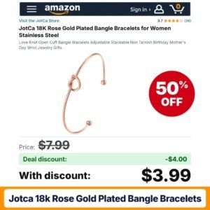 JotCa 18K Rose Gold Plated Bangle Bracelets – 50% off