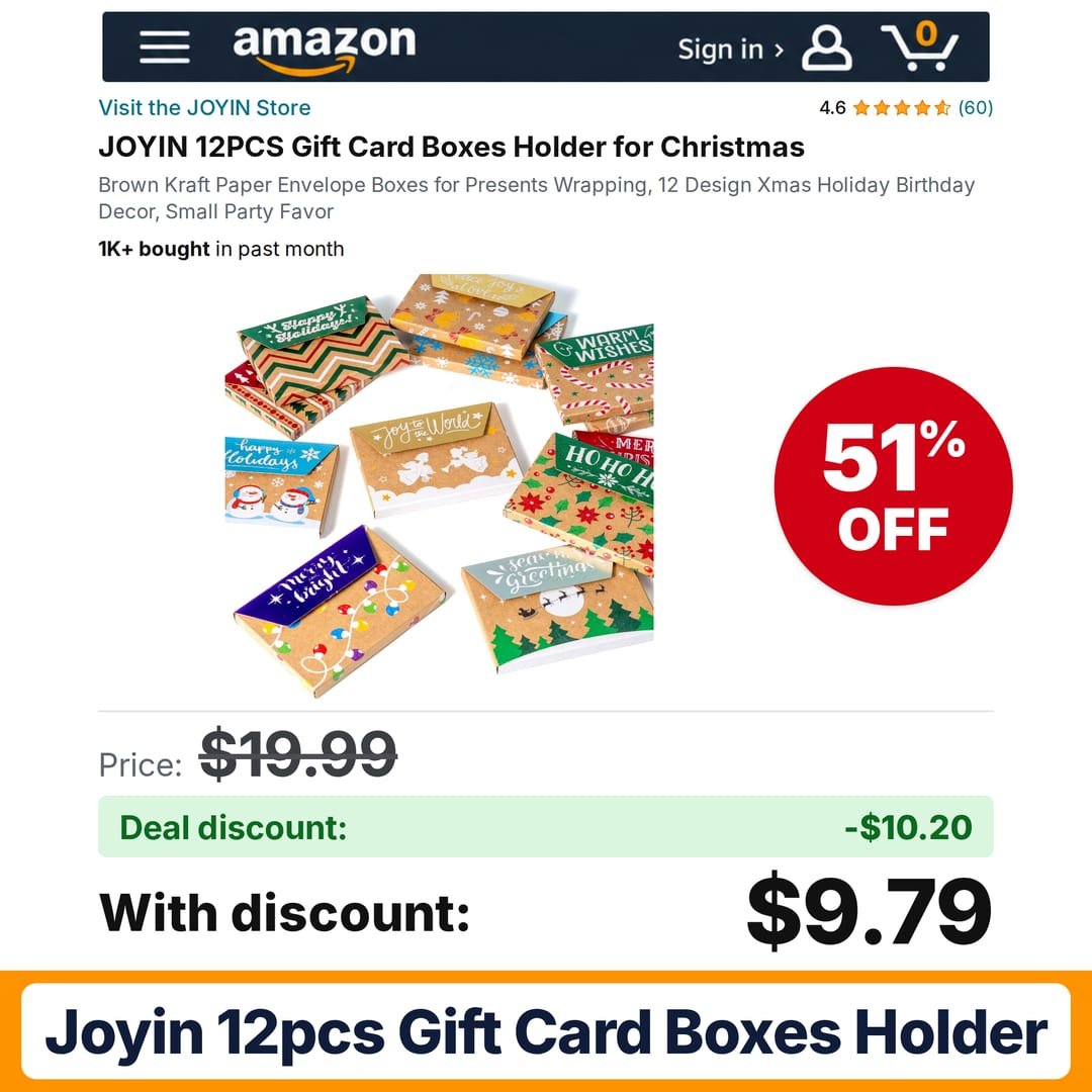 JOYIN 12PCS Gift Card Boxes Holder – 51% off