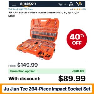 JU JIAN TEC 264-Piece Impact Socket Set Amazon promo code NKOCHMUK – 40% off
