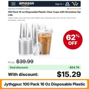 JYTHGPUC 100 Pack 16 oz Disposable Plastic – 62% off