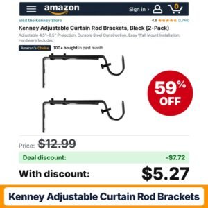 Kenney Adjustable Curtain Rod Brackets – 59% off