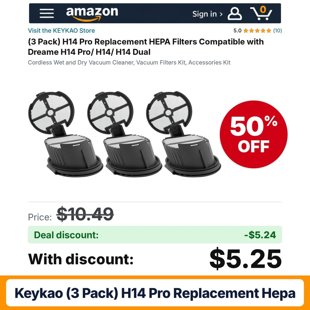 KEYKAO (3 Pack) H14 Pro Replacement HEPA – 50% off
