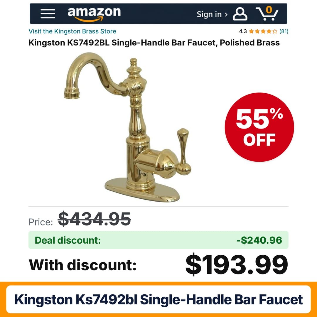 Kingston KS7492BL Single-Handle Bar Faucet – 55% off