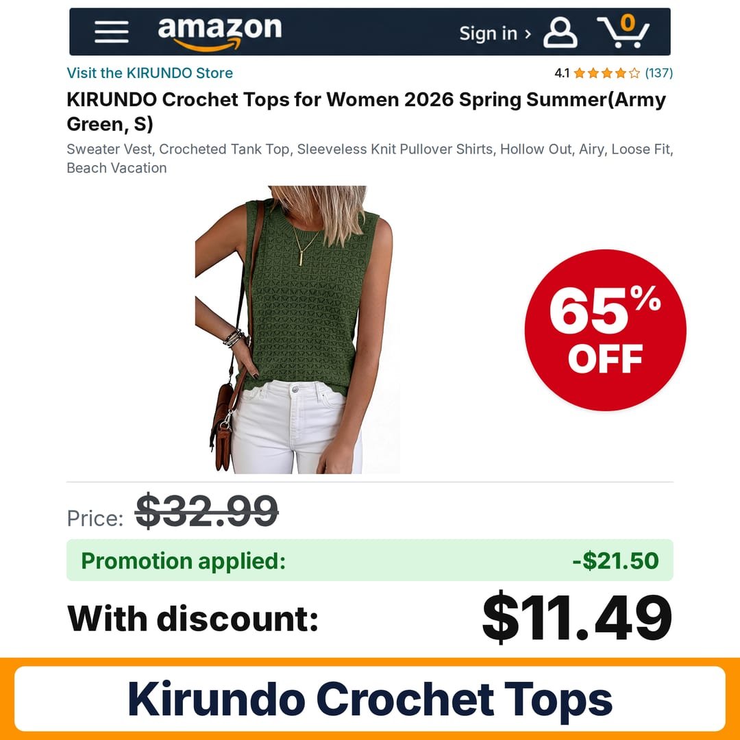 KIRUNDO Crochet Tops Amazon promo code 19M8S0FI – 65% off