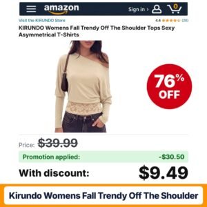 KIRUNDO Womens Fall Trendy Off The Shoulder Amazon promo code ZK8E9AJB – 76% off