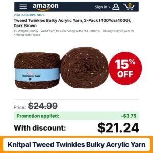 KnitPal Tweed Twinkles Bulky Acrylic Yarn Amazon promo code ELLACHXL15 – 15% off