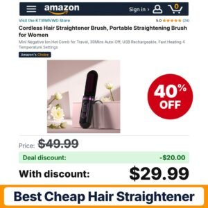 KTWMVWD Cordless Hair Straightener Brush – 40% off