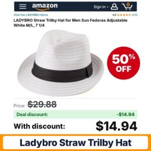 LADYBRO Straw Trilby Hat – 50% off