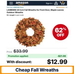 LAIMENNI 20 Inch Fall Wreaths Amazon promo code YTR58UTC – 62% off