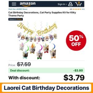 LAOREI Cat Birthday Decorations – 50% off
