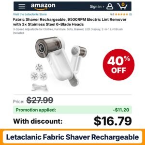 Letaclanic Fabric Shaver Rechargeable Amazon promo code IBSLELMV – 40% off