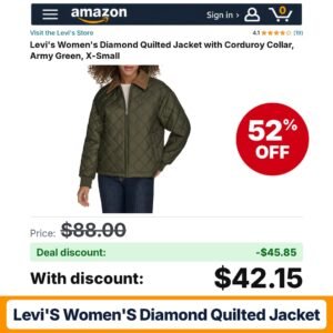 Levi's Women's Diamond Quilted Jacket – 52% off
