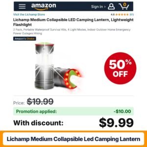 Lichamp Medium Collapsible LED Camping Lantern Amazon promo code MRYEJFNG – 50% off