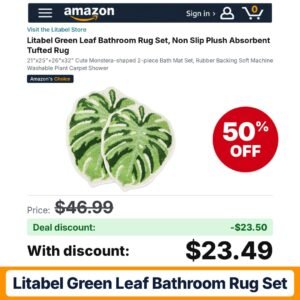 Litabel Green Leaf Bathroom Rug Set – 50% off