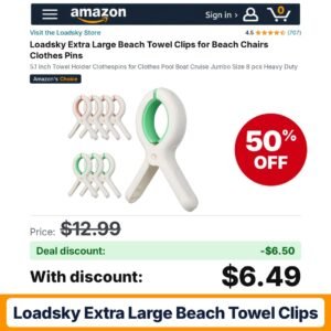 Loadsky Extra Large Beach Towel Clips – 50% off