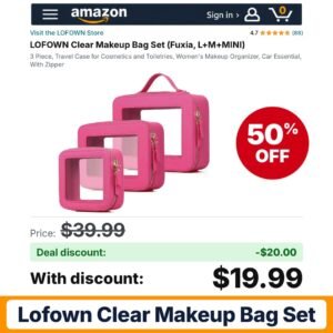 LOFOWN Clear Makeup Bag Set – 50% off
