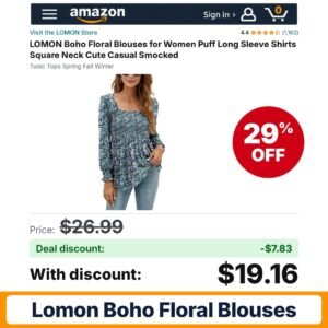 LOMON Boho Floral Blouses – 29% off