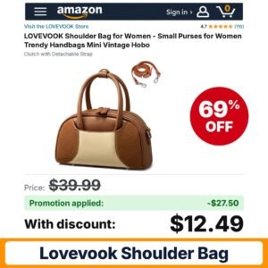 LOVEVOOK Shoulder Bag Amazon promo code 85YEULK4 – 69% off