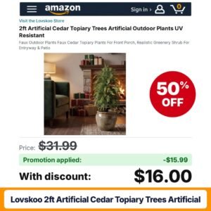 Lovskoo 2ft Artificial Cedar Topiary Trees Artificial Amazon promo code E1DKLK4E – 50% off