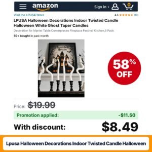 LPUSA Halloween Decorations Indoor Twisted Candle Halloween Amazon promo code 7CB9JMWE – 58% off