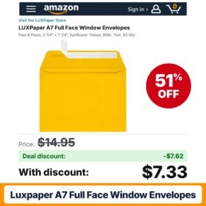 LUXPaper A7 Full Face Window Envelopes – 51% off