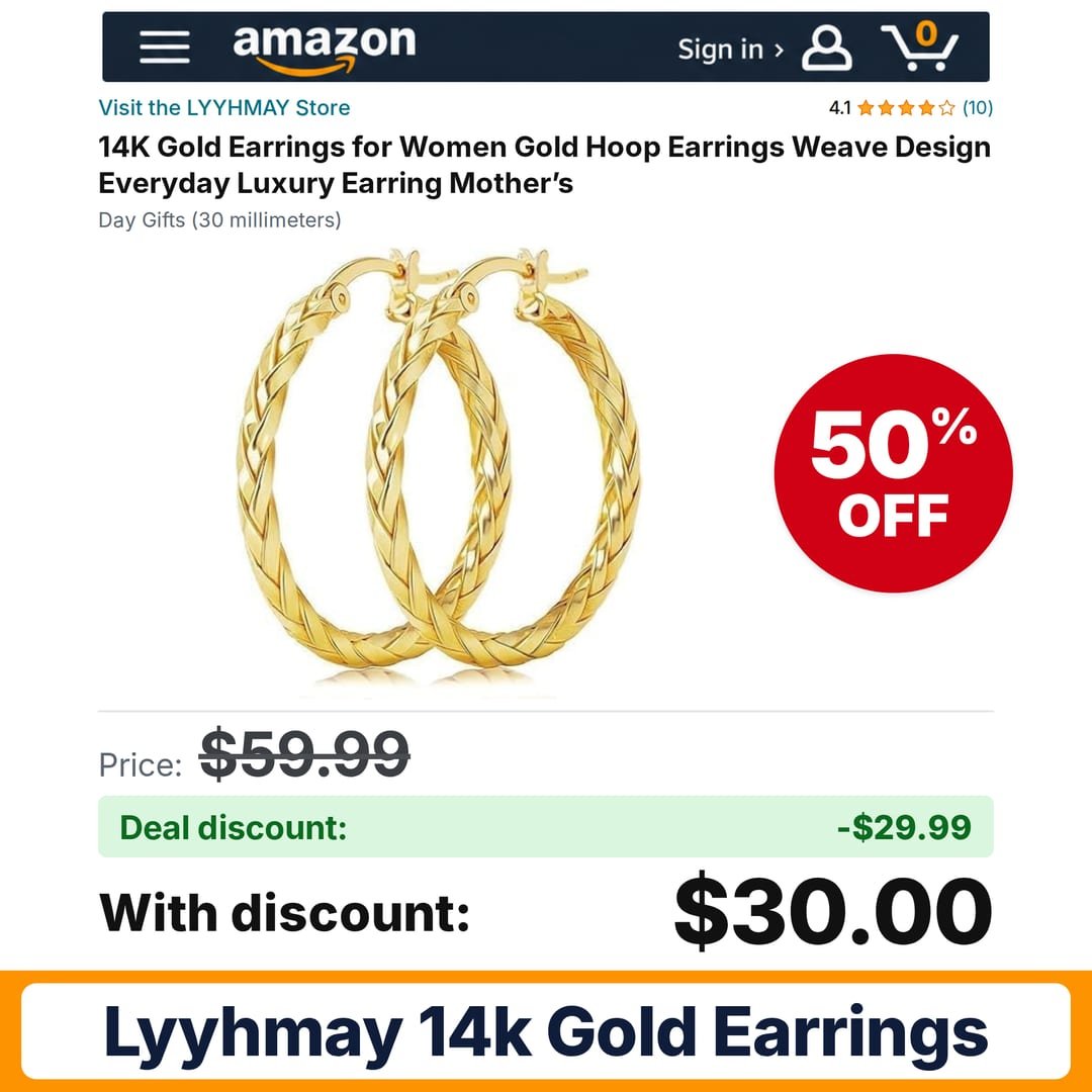 LYYHMAY 14K Gold Earrings – 50% off