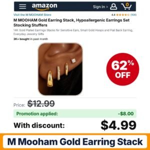 M MOOHAM Gold Earring Stack Amazon promo code E04WBJ0Y – 62% off