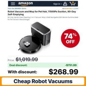 MAMNV Robot Vacuum and Mop – 74% off