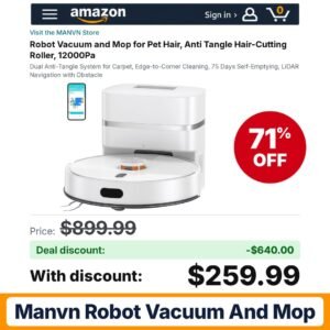 MANVN Robot Vacuum and Mop – 71% off