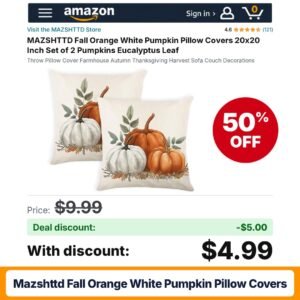 MAZSHTTD Fall Orange White Pumpkin Pillow Covers – 50% off