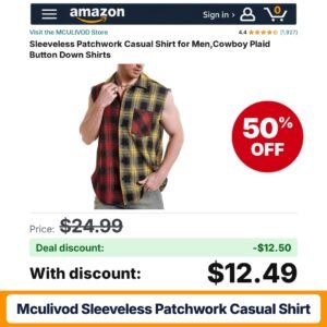 MCULIVOD Sleeveless Patchwork Casual Shirt – 50% off