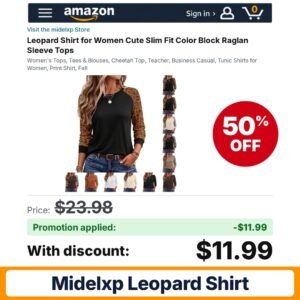 midelxp Leopard Shirt Amazon promo code 9KQGVAP1 – 50% off