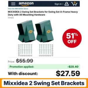 MIXXIDEA 2 Swing Set Brackets Amazon promo code 1ALVQ8J5 – 51% off