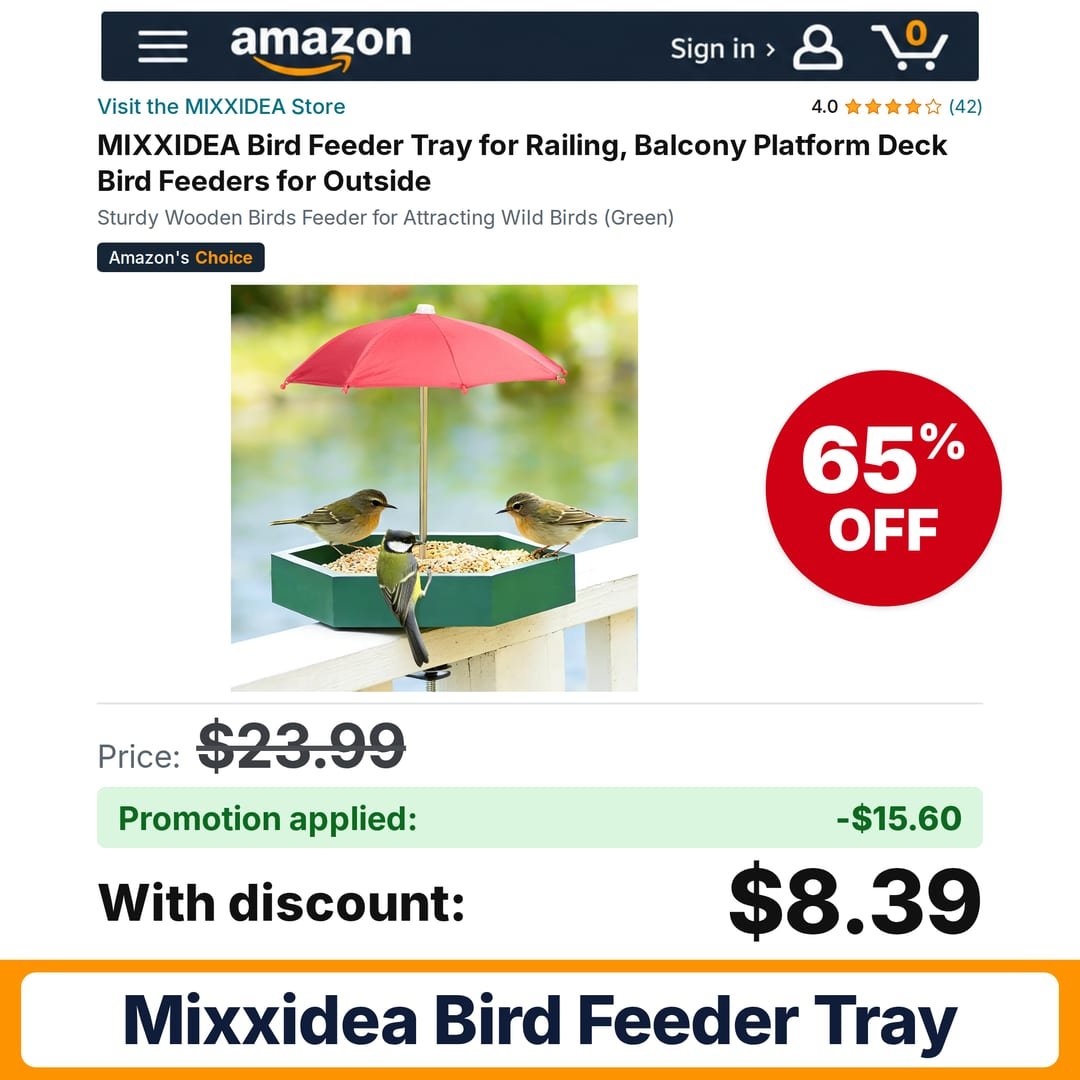 MIXXIDEA Bird Feeder Tray Amazon promo code 604A6EKC – 65% off