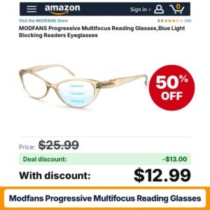 MODFANS Progressive Multifocus Reading Glasses Apricot – 50% off