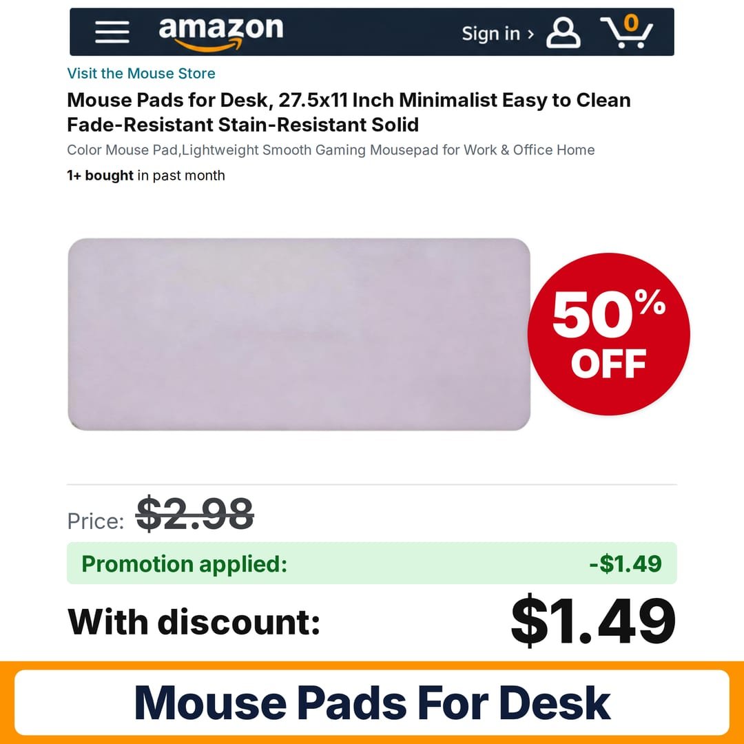 Mouse Pads for Desk Amazon promo code OMMIGRPU – 50% off