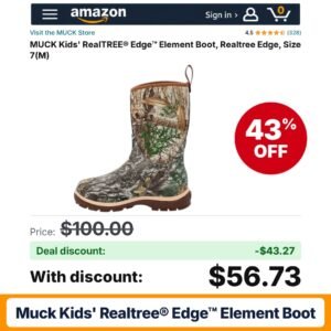 MUCK Kids' RealTREE® Edge™ Element Boot – 43% off