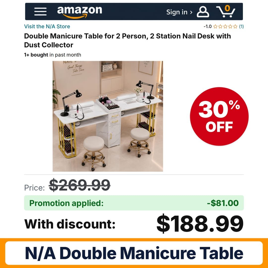 N/A Double Manicure Table Amazon promo code YXILI8EC – 30% off