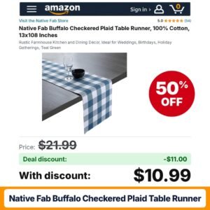 Native Fab Buffalo Checkered Plaid Table Runner – 50% off